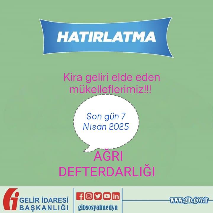 AĞRI İL DEFTERDARLIĞI’NDAN DUYURU