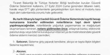 Ticaret Bakanlığı ve Noterler Birliği Tarafından Kurulan Güvenli Ödeme Sistemi, 27 Eylül 2024 Tarihinde Zorunlu Hale Geliyor.