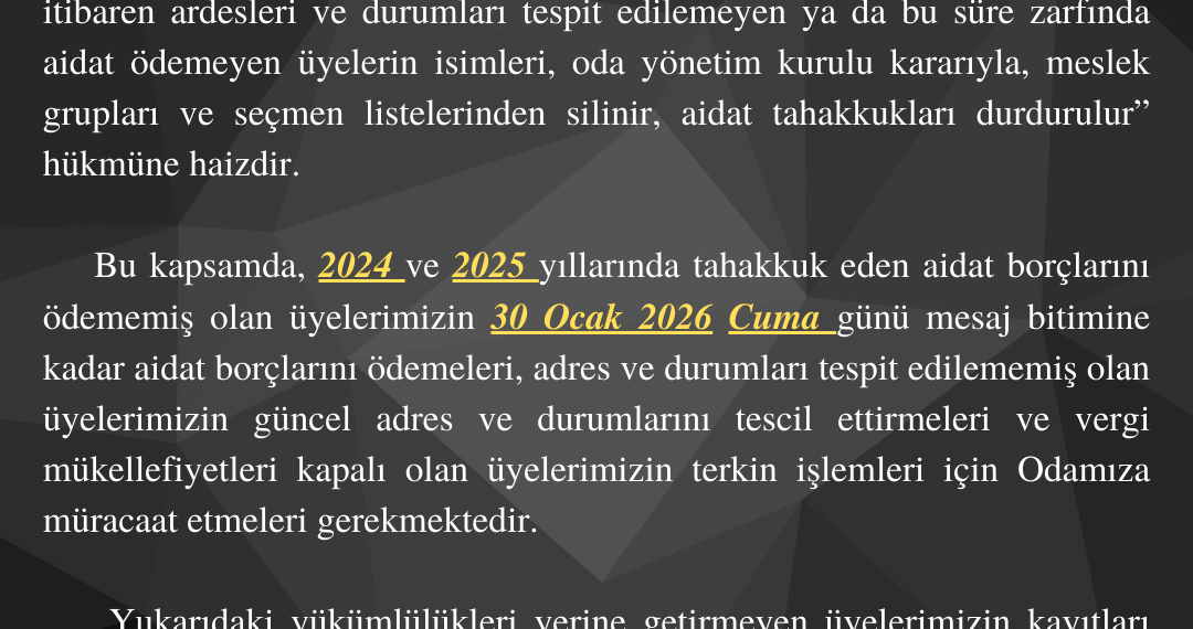 2026 YILI ASKIYA ALMA İŞLEMLERİ HAKKINDA DUYURU!
