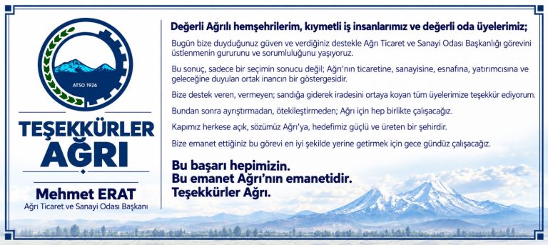 TEŞEKKÜRLER AĞRI